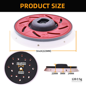 Oferta Especial: Plato de Respaldo Rojo de 5 Pulgadas y 17 Agujeros con Velcro para Lijadora de Vacío, Herramientas Rotativas y Pulido - Product Image 4
