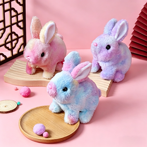 Conejo de Peluche Eléctrico, Juguete Interactivo con Sonido, Simulación de Caminata, Salto y Movimiento de Orejas, Conejito Arcoíris para Niños - Product Image 1
