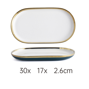 Vajilla de Cerámica Europea Blanca, Verde y Dorada, Juego de Vajilla de Lujo Ligero, Vajilla de Cerámica para la Cena - Product Image 4