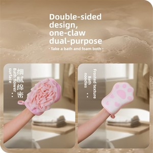 Oval-Shaped Double-Layer Keratin Thickened PE Bath Gloves for Shower <b>Scrubbing</b>-Zenidoo Brand - Product Image 2