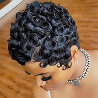 Perruque en cheveux humains 99J Bourgogne, coupe pixie de 6 pouces, entièrement fabriquée à la machine, sans dentelle, sans colle, perruque tendance