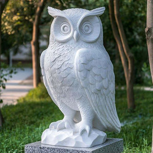 Escultura de Animales Tallada a Mano para Exteriores, Estatua de Búho de Mármol Blanco - Product Image 4