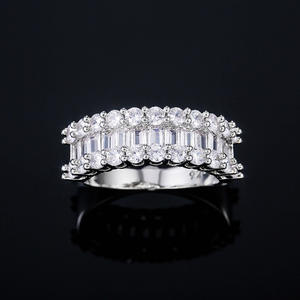 F619 Women's <b>Eternity</b> Band <b>Ring</b> <b>Cubic</b> <b>Zirconia</b> Emerald Cut Pave Setting Wedding Fashion <b>Rings</b> - Product Image 3