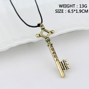 Attack on <span class=keywords><strong>Titan</strong></span> collar Eren Key <span class=keywords><strong>Shingeki</strong></span> No Kyojin colgante moda Vintage Retro Anime joyería para hombres Cosplay al por mayor - Product Image 2