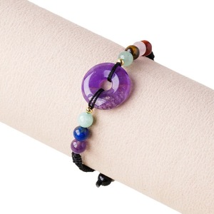 Pulseras de Piedras Preciosas Naturales Trenzadas con Cuentas de Cristal Curativas, Ajustables, con Hebilla de la Suerte y la <span class=keywords><strong>Paz</strong></span> de los 7 Chakras - Product Image 4