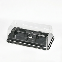 Boîte de boulangerie en PET transparent à 2 compartiments, écologique, avec base séparée, en plastique, pour gâteaux et aliments, vente en gros