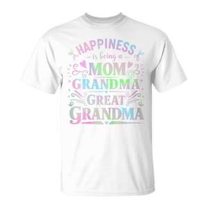 Le bonheur est d'être maman, grand-mère, arrière-grand-mère, t-shirt à manches courtes, col rond, unisexe, pour adultes, pour réunion de famille, fête - Product Image 1