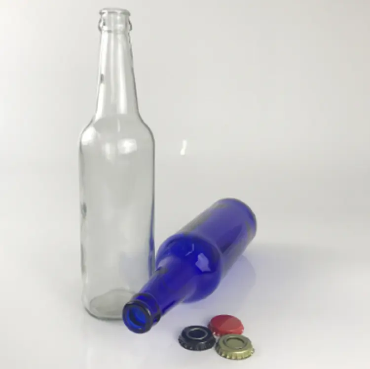 Botellas de vidrio ámbar para cerveza, botella de vidrio transparente con tapa de corona, 250ml, 330ml, venta al por mayor