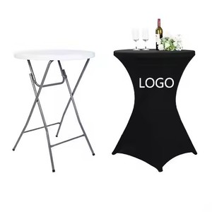 Offre Spéciale personnalisé rond Spandex <span class=keywords><strong>Table</strong></span> vêtements fête en plein air élastique housses Cocktail Stretch Bar <span class=keywords><strong>Table</strong></span> couvre pour mariage - Product Image 1