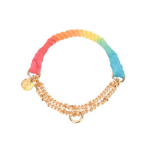 핫 잘 팔리는 손 짠 면 로프 Rainbow 꼰 Ombre All 이유 휴대용 Pet 개 <span class=keywords><strong>Collar</strong></span> 와 체인 - Product Image 5