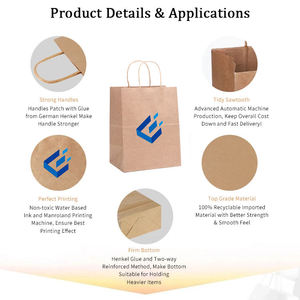Customized Printed Logo Classic Recycled Kraft Paper <b>Gift</b> <b>Bags</b> for Milk Tea Takeout Promotion Use - Product Image 2