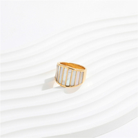 JLR0119 Bagues de déclaration haut de gamme en acier inoxydable plaqué or PVD 18K avec coque, pour femmes, bijoux inaltérables