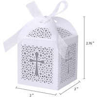 Boîte à cadeaux en papier blanc, boîtes à bonbons découpées au laser avec rubans, boîtes à cadeaux de baptême