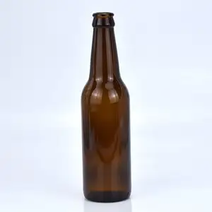 Grosir 330 ml 12oz botol bir amber hitam untuk kemasan botol kaca dengan tutup mahkota botol bir 330 ml bottellas de cerveza