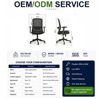 Chaise de bureau commerciale à dossier moyen, ergonomique, pivotante et roulante, pour espace de travail ouvert