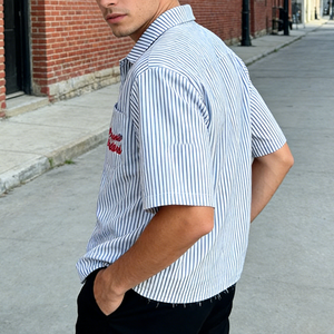 Camiseta Polo de Fabricante con Bordado Gráfico Personalizado, Manga Corta, Corte Holgado, Casual, Estilo Cropped, con <span class=keywords><strong>Rayas</strong></span> para Hombre - Product Image 3