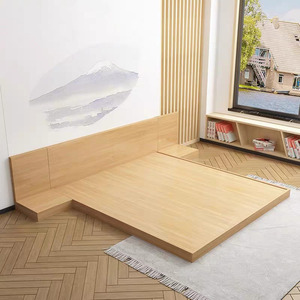 Nouvelle arrivée d'ensembles de chambre à coucher mobilier d'hôtel cinq étoiles lit double Tatami en bois moderne design lit King Size - Product Image 1