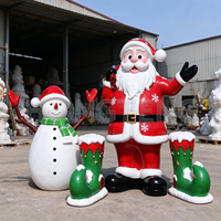 Ensemble de décorations de Noël extérieures résistantes aux intempéries en fibre de verre : Statues en résine de Père Noël, Bonhomme de neige et bottes d'elfe pour l'aménagement de jardin en période des fêtes