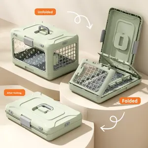 Boîte de transport pour animaux de compagnie pliable portable de 10 kg en PP respirante grande capacité pour le transport aérien pour chats chiens lapins - Product Image 1