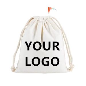 Pochette en tissu de coton et lin recyclable de haute qualité personnalisée, sacs à cordon en coton - Product Image 1