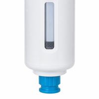 Filtre régulateur de traitement d'air série FR à corps cylindrique blanc avec manomètre, jauge de niveau et vanne de vidange modulaire facile