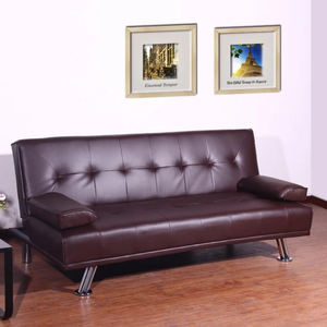 Nâu/Đen thoải mái 3-chỗ ngồi Clic clac Sofa giường chuyển đổi màu đen <span class=keywords><strong>PU</strong></span> da Đồ nội thất nhà <span class=keywords><strong>futon</strong></span> cho khách chỗ ở - Product Image 1