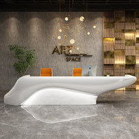 Comptoir de réception sur mesure en MDF laqué piano, fabriqué selon dessin, pour bureau, hôtel, salon, finition haute brillance, luxe, fabrication OEM