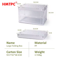 Grandes caisses de rangement en plastique pliable blanc clair pour fruits Boîte empilable noire Panier à linge pliable Boîte de rangement pliable