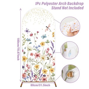 Housse de toile de fond arquée, tissu de fond arqué réutilisable en polyester, décoration de toile de fond photo pour fête d'anniversaire d'enfants sur le thème des dessins animés - Product Image 6