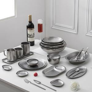 Ensemble de couverts rétro en acier inoxydable 304, motif flocon de neige, argenté, bol, couteau, fourchette, cuillère, couverts de restaurant - Product Image 3