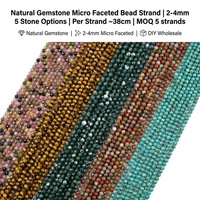 Perles Rondes Micro-Facettées 2-4mm en Pierres Précieuses Naturelles : Tourmaline, Œil de Tigre, Agate Mousse, Turquoise Africaine – Ultra-Fines pour DIY et OEM