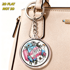Trans Pride D20 Acrylic <strong>Keychain</strong> Floral &amp; <strong>Crystal</strong> Design with Potion Bottle for Bags, Keys &amp; Backpacks Durable Clear Tag - Product Image 3