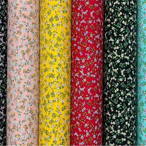 竹节夏威夷面料批发真丝纺织品100% 人造丝花朵图案印花面料