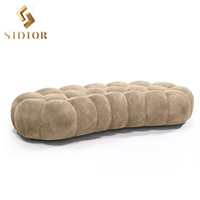 Pouf rond en velours de couleur nuit personnalisé haut de gamme, forme incurvée, repose-pieds, banc, pouf