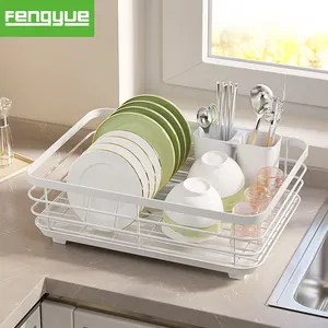 Single Tier Steel Wire Kitchen Plate Utensil Dish Bowl Drying Rack Holder Drainer Organizer for Home Cabinet