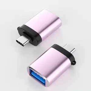 Aluminum Alloy OTG USB Female 3.0 to USB 3.1 Type-C Male Charge Data with Key Chain Adapter Converter