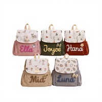 Sac à dos personnalisé pour tout-petit, léger, coloré, sac d'école personnalisé pour étudiant, imprimé floral, en velours côtelé