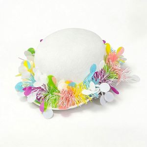 Custom Kids <b>Easter</b> Party Hat New White Short Round <b>Top</b> Bulk Spring Celebration Supplies Polyester Silk Screen Printed - Product Image 2