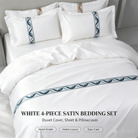 Ensemble de draps en microfibre percale blanc uni, taille simple, 4 pièces, avec taies d'oreiller et housse de couette, toutes saisons, pour usage hôtelier