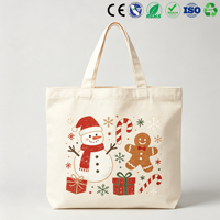 Bolsa de Tela de Algodón Ecológica Navideña, Bolsa de Compras Reutilizable para Regalos, Fiestas y Eventos de Temporada