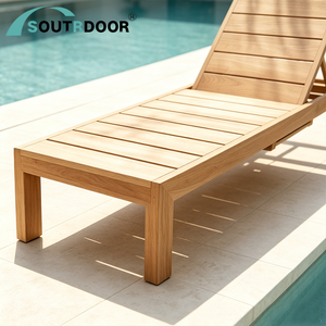 Nouveau design, chaise longue moderne <span class=keywords><strong>en</strong></span> <span class=keywords><strong>bois</strong></span> <span class=keywords><strong>de</strong></span> teck pour l'extérieur, côté <span class=keywords><strong>piscine</strong></span>, chaise longue pour la cour <span class=keywords><strong>de</strong></span> l'hôtel - Product Image 4
