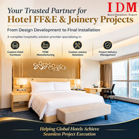 IDM Fabrik Massivholz Öko-Freundliches Hotel-Schlafzimmer-Möbelset Queen-Size-Bett Leder-Ottoman Maßgefertigte Größen für Apartment-Nutzung