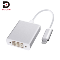 Adaptateur DFX en aluminium Type C vers DVI femelle 4K 30Hz USB 3.1 avec gaine en PVC pour MacBook Pro/Surface Laptop/Projecteur/Téléviseur
