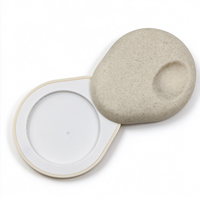 Boîte à maquillage vide à texture pierre, forme galet irrégulière, pour poudre, blush, fard à paupières, illuminateur