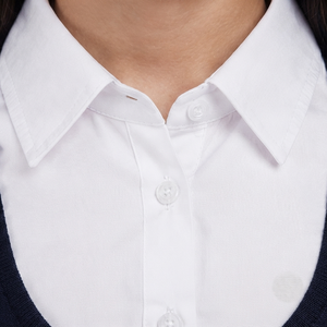 Ensemble d'uniforme scolaire personnalisé pour filles, bleu marine, robe sans manches, chemise blanche à boutons, tissu tricoté de qualité supérieure, pour enfants - Product Image 5