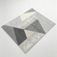 Ikat-Muster Polyester-Teppich mit Linien-Gitter Großflächige Teppiche Kristallvelours Modern für Wohnzimmer & Schlafzimmer