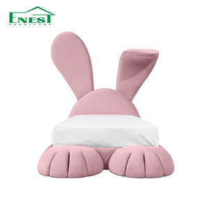 เตียงเด็กอิตาลีทรงโมเดิร์นขนาดควีนไซส์ ลายกระต่าย ผ้าหุ้มดีไซน์เนอร์สีชมพู เตียงเจ้าหญิง หนัง ชุดเฟอร์นิเจอร์เด็กสำหรับห้องนอน - Product Image 2