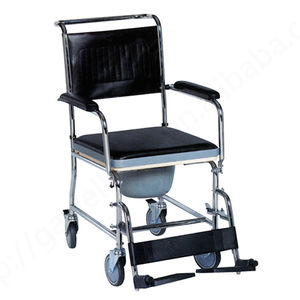 Silla de Inodoro Plegable, Silla de Ruedas con Inodoro, Silla de Ruedas Médica para Ancianos, Sillas de Ruedas WC Plegables, Silla de Inodoro de Acero - Product Image 4