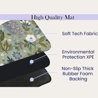 Tapis de Mahjong Floral Botanique Vert Style Jardin Doux Antidérapant Réducteur de Bruit pour la Protection des Tuiles de Mahjong