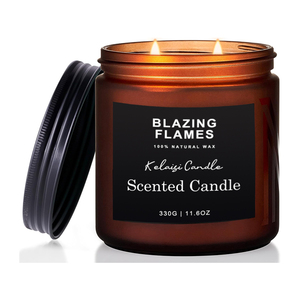 KLS Custom Luxury Private Label Glass Jars With Lid 2 Wick <strong>Candle</strong> Gift Home Decor Natural Soy Wax Lavender <strong>Citrus</strong> Scented <strong>Candle</strong> - Product Image 1